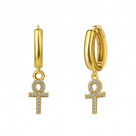 Delicate Cross Dangle Earrings 