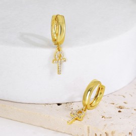 Delicate Cross Dangle Earrings 