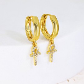 Delicate Cross Dangle Earrings 