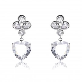 Platinum Plated White Dangle Earrings