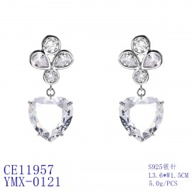 Platinum Plated White Dangle Earrings