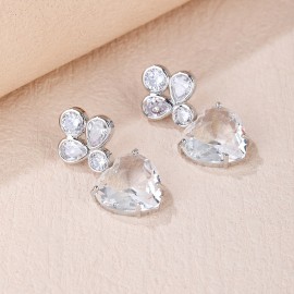 Platinum Plated White Dangle Earrings