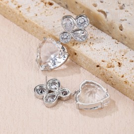 Platinum Plated White Dangle Earrings
