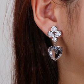Platinum Plated White Dangle Earrings