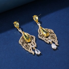 Fashionable Big Cubic Zirconia Dangle Earrings