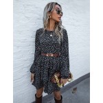 Floral Print Layered Hem Dress Without Belt