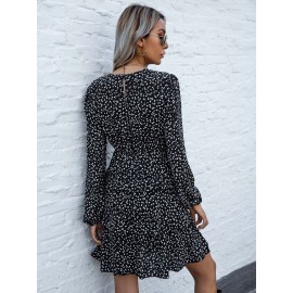 Floral Print Layered Hem Dress Without Belt