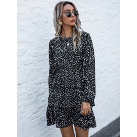 Floral Print Layered Hem Dress Without Belt