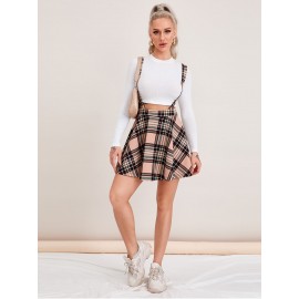 Plaid Print Suspender Dress