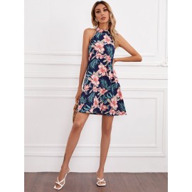 Tie Back Floral Halter Dress