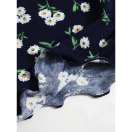 Off Shoulder Lettuce Trim  Floral Dress