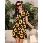 Sunflower Print Tunic Dress