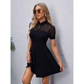 Sheer Mesh Flare Dress