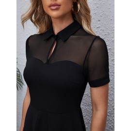 Sheer Mesh Flare Dress
