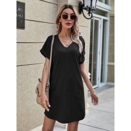 Space Dye V Neck Tee Dress