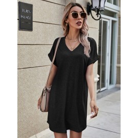 Space Dye V Neck Tee Dress