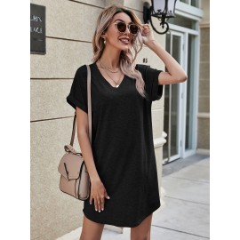 Space Dye V Neck Tee Dress