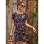 Allover Floral Print Tunic Dress