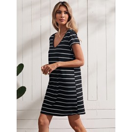V-neck Striped Dress