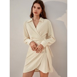 Solid Wrap Tie Side Dress