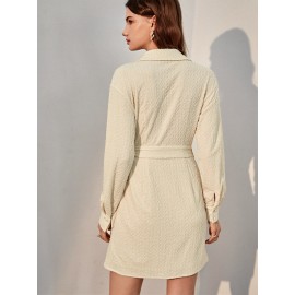 Solid Wrap Tie Side Dress