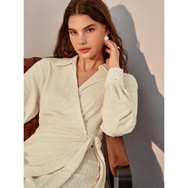 Solid Wrap Tie Side Dress