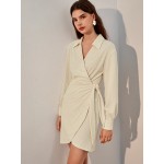 Solid Wrap Tie Side Dress