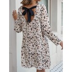 Allover Print Tie Back Smock Dress