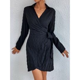 Solid Tie Side Wrap Dress