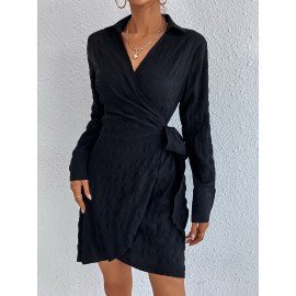 Solid Tie Side Wrap Dress