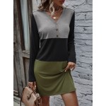 Cut And Sew Panel V-neck Dress